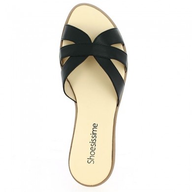 mule cuir noir 42, 43, 44, 45, vue profil