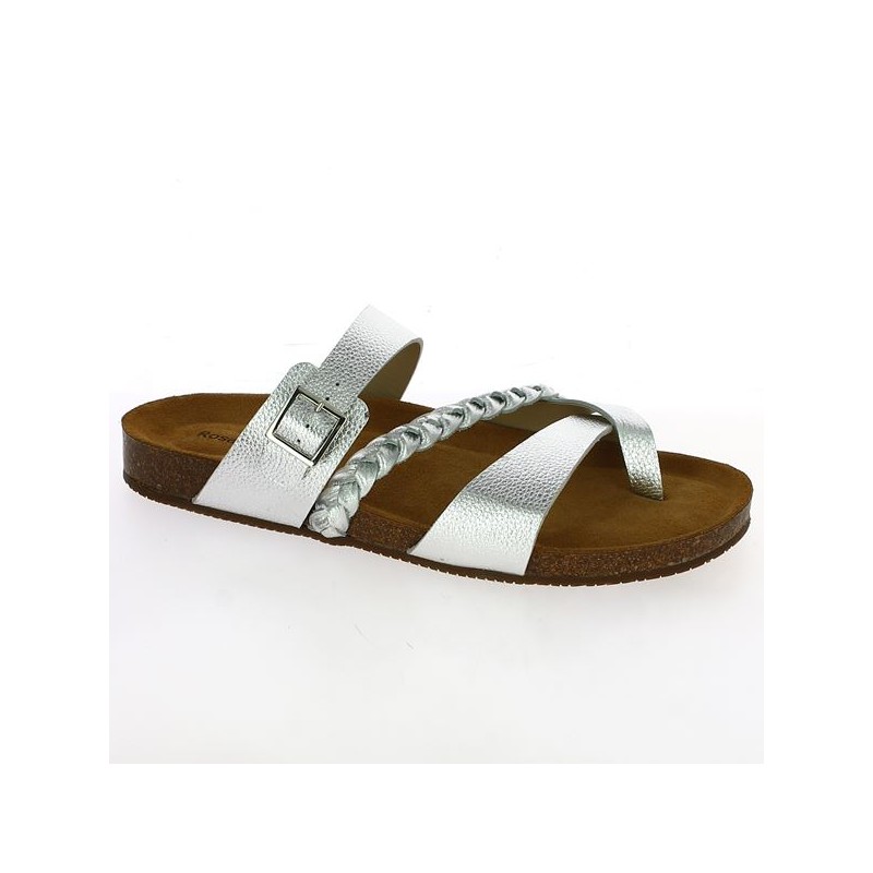 silver leather mule large size woman Shoesissime, profile view
