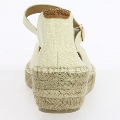espadrilles ecru canvas woman large size Toni Pons, heel view