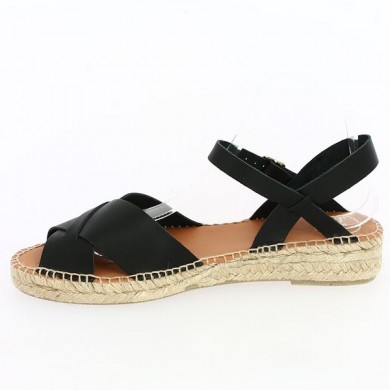 sandale noire semelle corde grande taille Shoesissime, vue intérieure