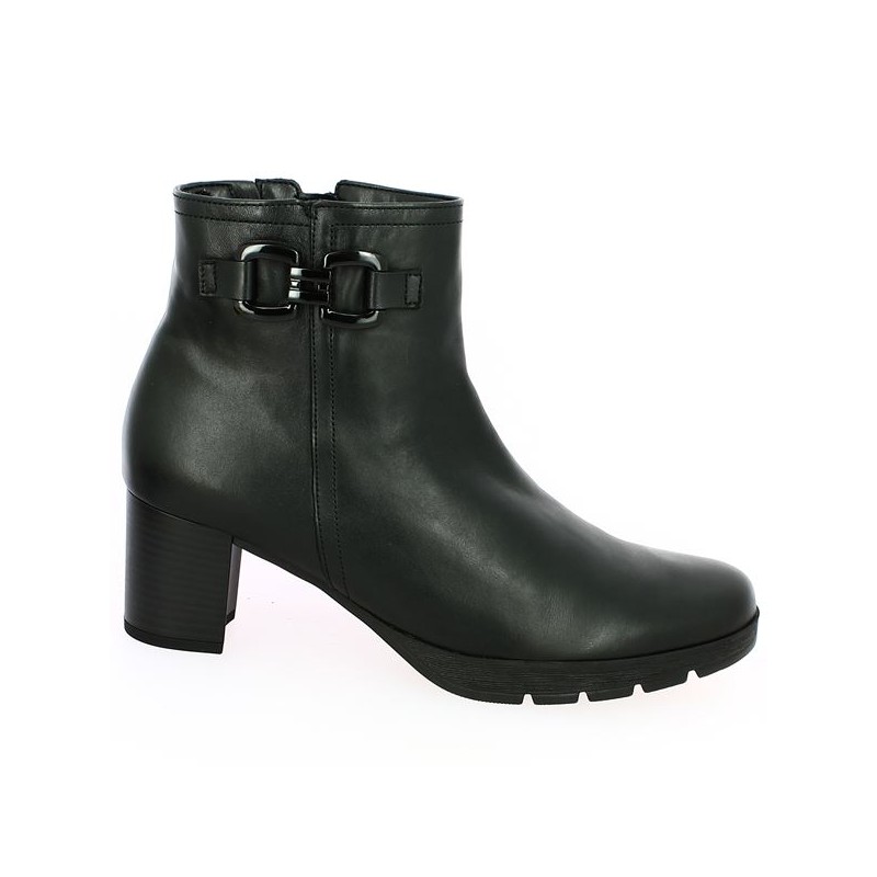 boots noire Gabor petit talon grande taille, vue profil
