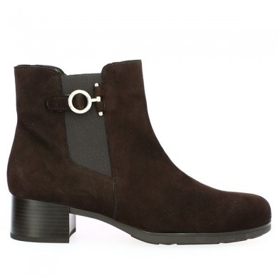 Gabor large size brown velvet boots golden buckle Shoesissime, profile view
