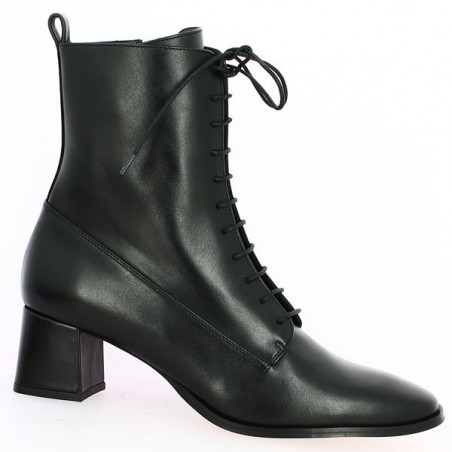 bottines laçets talon cuir noir grande taille femme Shoesissime, vue profil bottines laçets talon cuir noir grande taille femme Shoesissime, vue profil