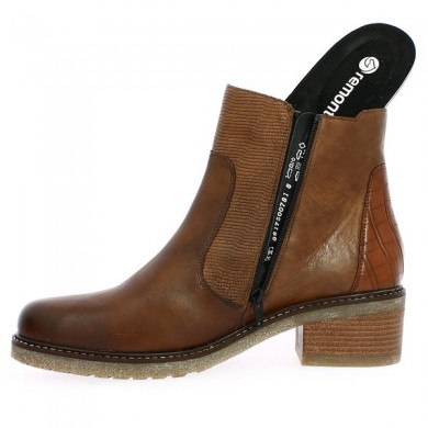 Kamilia - Brown boots small wooden heel - Brown boots large size - Shoesissime
