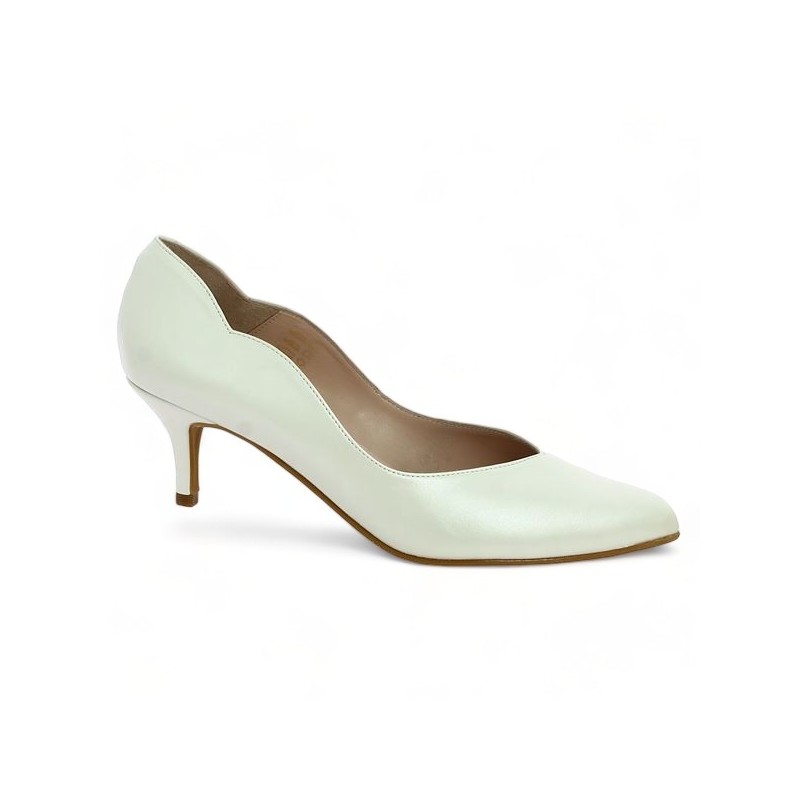 escarpin blanc nacré 42, 43, 44, 45 femme Shoesissime, vue profil