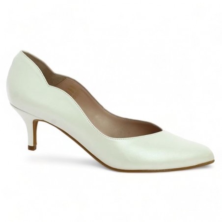 escarpin blanc nacré 42, 43, 44, 45 femme Shoesissime, vue profil escarpin blanc nacré 42, 43, 44, 45 femme Shoesissime, vue profil