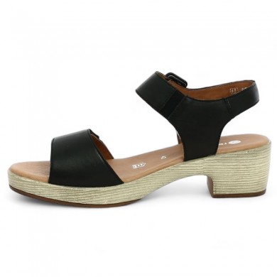 nu-pieds plateforme grande taille sablot cuir noir Remonte D0N52-00, vue coté