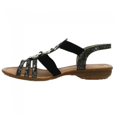 chaussures chaussures grande pointure femme Remonte noir bijoux R3605-02 Shoesissime, interior view