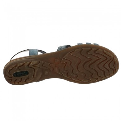 sandale bleu bijoux grande pointure femme D3605-12 Remonte Shoesissime, vue semelle