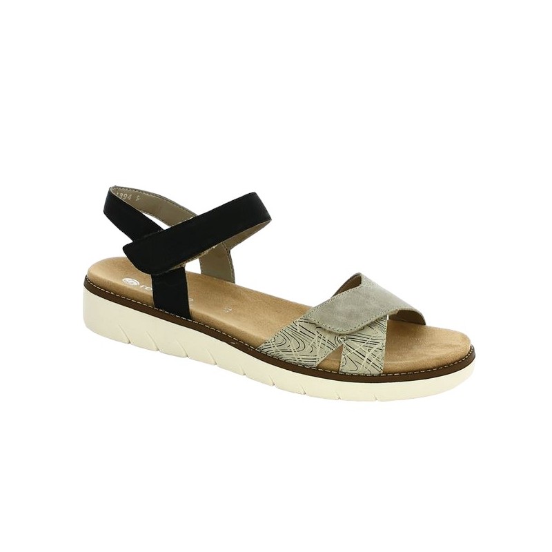 Remonte adjustable large sandal D2049-63 black and beige-gold, profile view