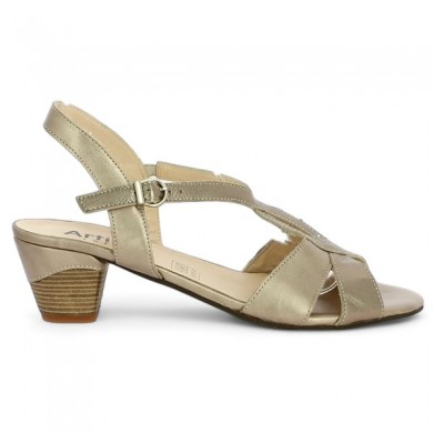 Artika Women's Bronze Gold Heeled Sandal 42, 43, 44, 45, Profile view