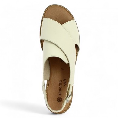 Nu-pieds plat femme 42, 43, 44, 45 blanc cassé D3650-60 Remonte Shoesissime, vue dessus