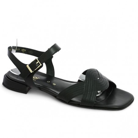 Sandale plate Gabor noire sophistiquée grande taille femme Shoesissime, vue profil Sandale plate Gabor noire sophistiquée grande taille femme Shoesissime, vue profil