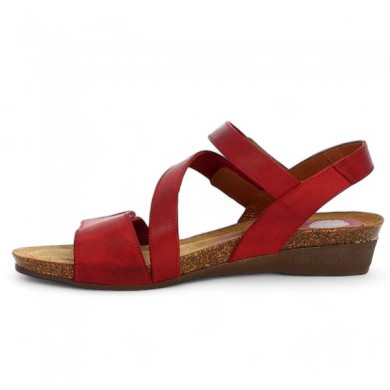 Joannie - Nu-pieds rouge 3 brides scratch - Sandales rouge grande taille femme - Shoesissime