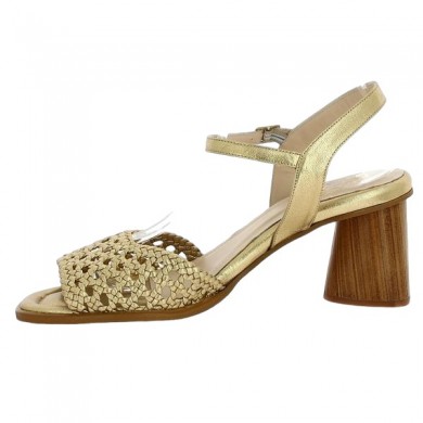 nu-pieds à talons cuir tressé doré femme 42, 43, 44, 45 mode Shoesissime, vue intérieure