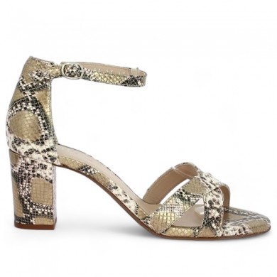 snake print sandal with 42, 43, 44, 45 Shoesissime heel, profile view