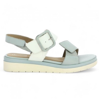 Melody - Nu-pieds blanc et bleu - Sandale Compensée 43, 44, 45 femme - Shoesissime