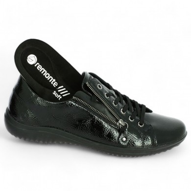Joelle - Black patent women's sneakers - Baskets Remonte grande taille - Shoesissime