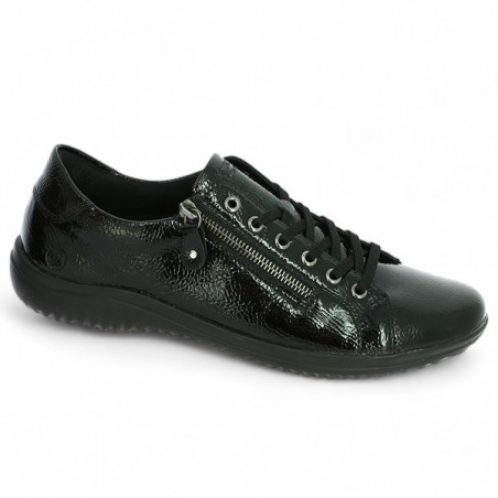 Joelle - Black patent women's sneakers - Baskets Remonte grande taille - Shoesissime