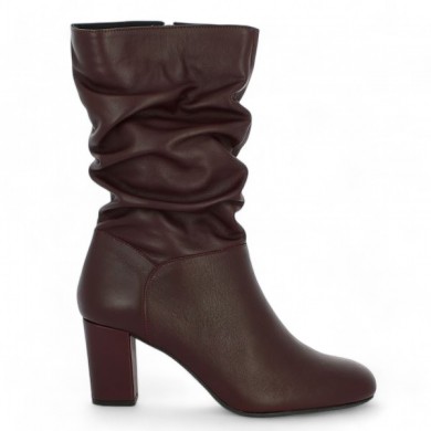 burgundy leather mid flip-flop boot heel 42, 43, 44, 45 Shoesissime woman, view profile