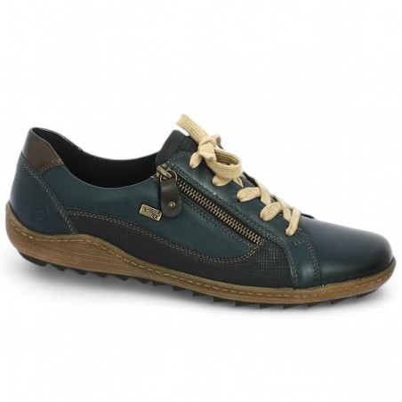 R1440-14 Baskets cuir bleu grande taille femme confort, profile view R1440-14 Baskets cuir bleu grande taille femme confort, profile view