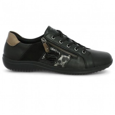 D1E00-03 sneakers Remonte femme 42, 43, 44, 45 noire Shoesissime, vue profil