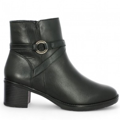 D2A73-00 - Bottines noire à talon grande taille femme Remonte, vue profil