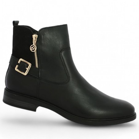 D1U71-00 Remonte black leather flat ankle boot gold jewels 42, 43, 44, 45 Shoesissime, profile view D1U71-00 Remonte black leather flat ankle boot gold jewels 42, 43, 44, 45 Shoesissime, profile view