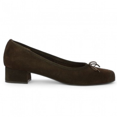 ballerina small heel brown 42, 43, 44, 45 woman Shoesissime, profile view