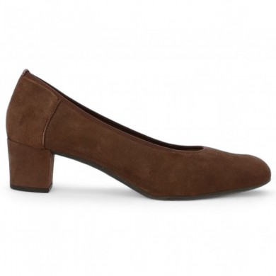 escarpin velours marron petit talon femme 42, 43, 44, 45 Shoesissime, vue profil