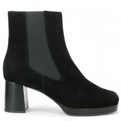 boots plateforme velours noir grande taille femme Shoesissime, vue profil