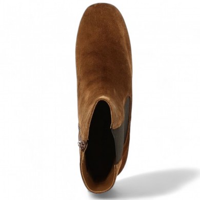Valentine - Bottine à plateforme mode velours cognac - Bottines femme 42, 43, 44, 45 - Shoesissime