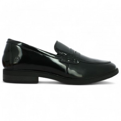 D1U01-01 moccasin black patent Remonte 42, 43, 44, 45 Remonte, side view