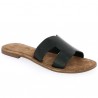 Mule H Cuir noir grande taille femme, vue profil