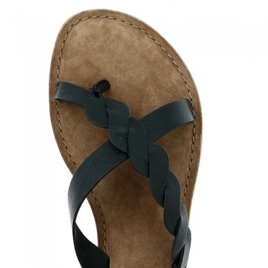 Mule entre-doigts cuir noir Grande pointure Shoesissime, vue dessus