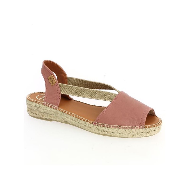 espadrille rose bout ouvert chaussures grandes tailles femme été, vue profil
