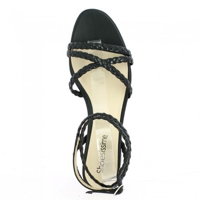 sandale noire tressée grande pointure femme Shoesissime, vue dessus